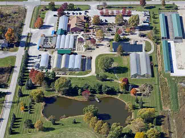 aerial view of Boyert's Greenhouse